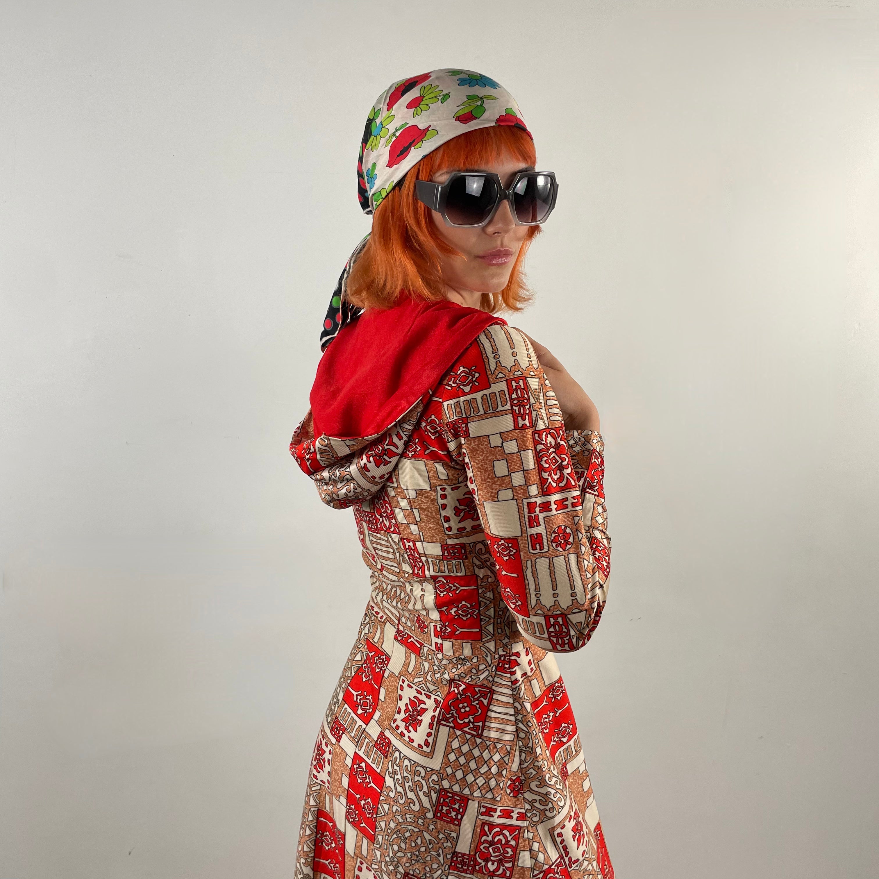 Prix - Robe maxi à manches longues des années 1970 avec capuche, taille XS/S