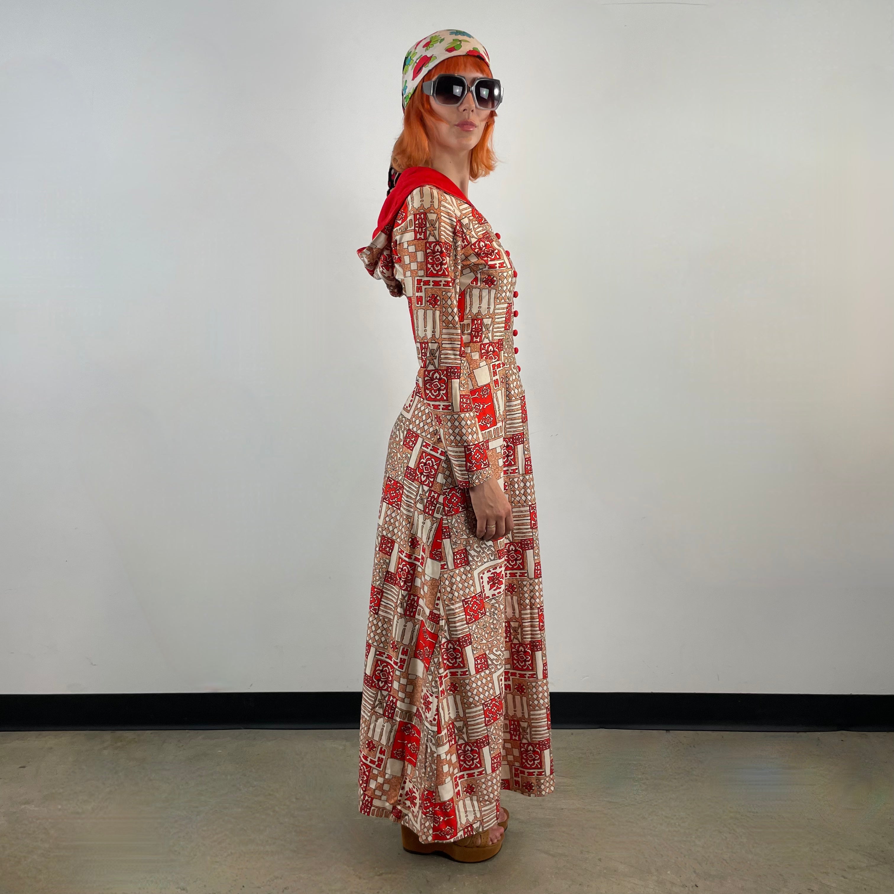 Prix - Robe maxi à manches longues des années 1970 avec capuche, taille XS/S