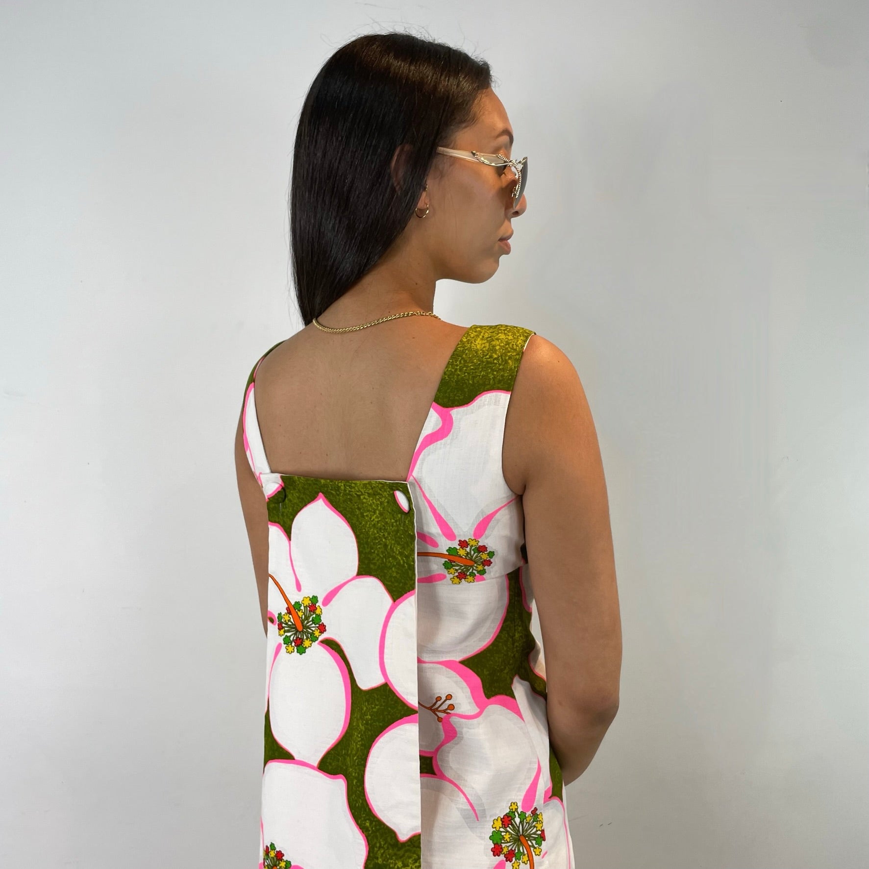 Boheme Vintage – Vintage 1970s Malihini Designers Collection Hawaiian Cotton Maxi Dress Made in Hawaii with Hibiscus Print