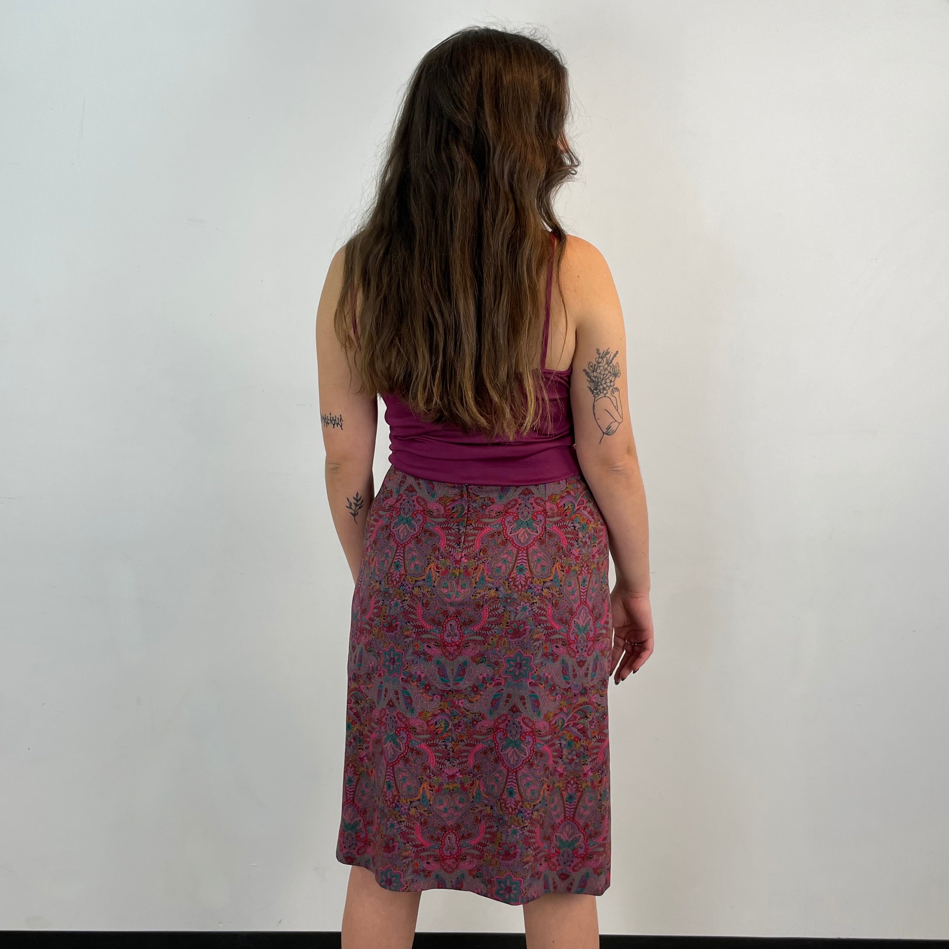 Boheme Vintage – Vintage Ports International Printed 100% Wool Pleated Skirt Made in Hong Kong