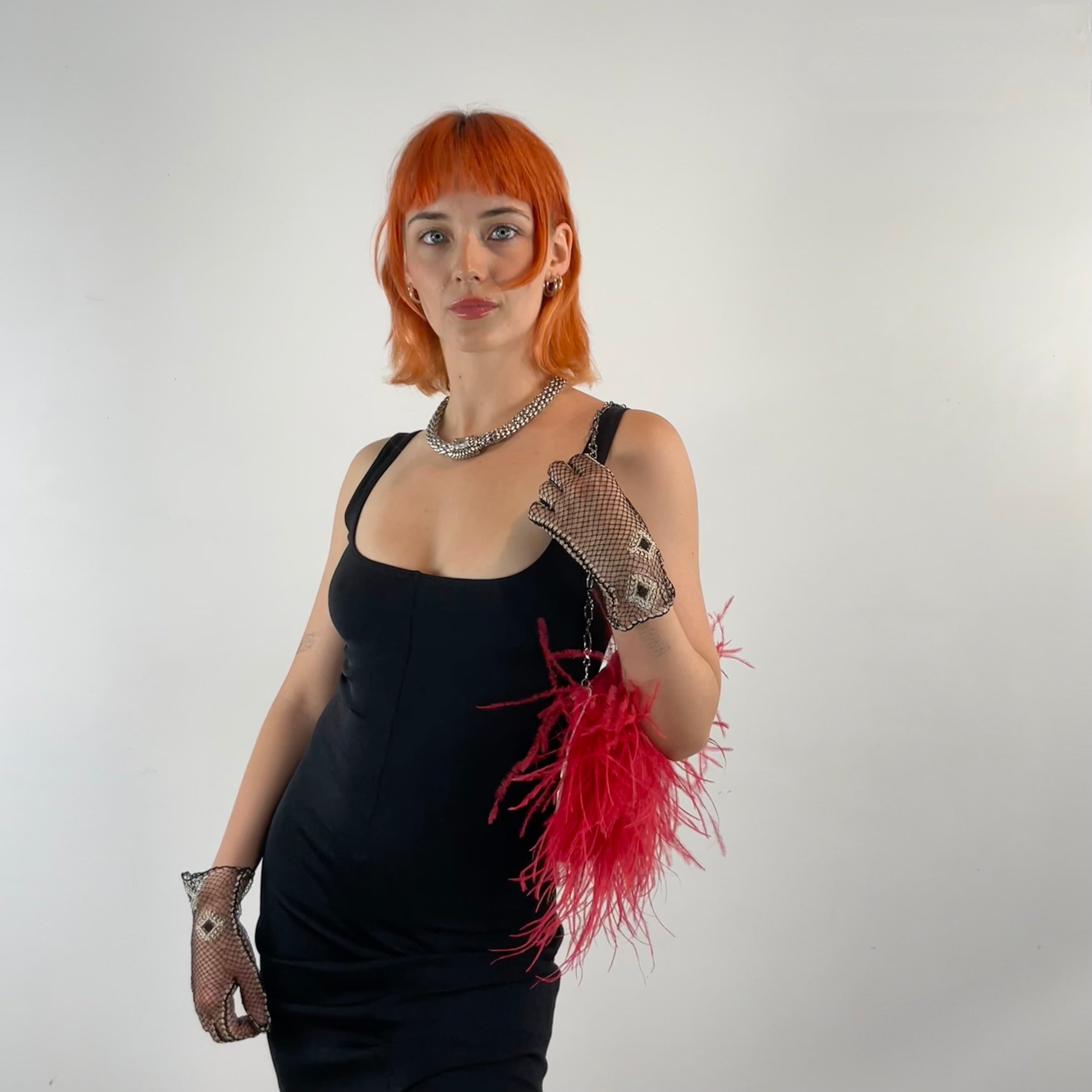 Robe longue noire décolletée en jersey des années 1990, tailles petite/moyenne