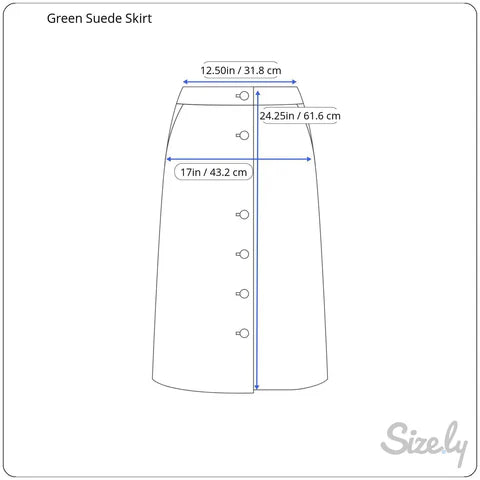 Petite jupe en daim vert découpée des années 1970