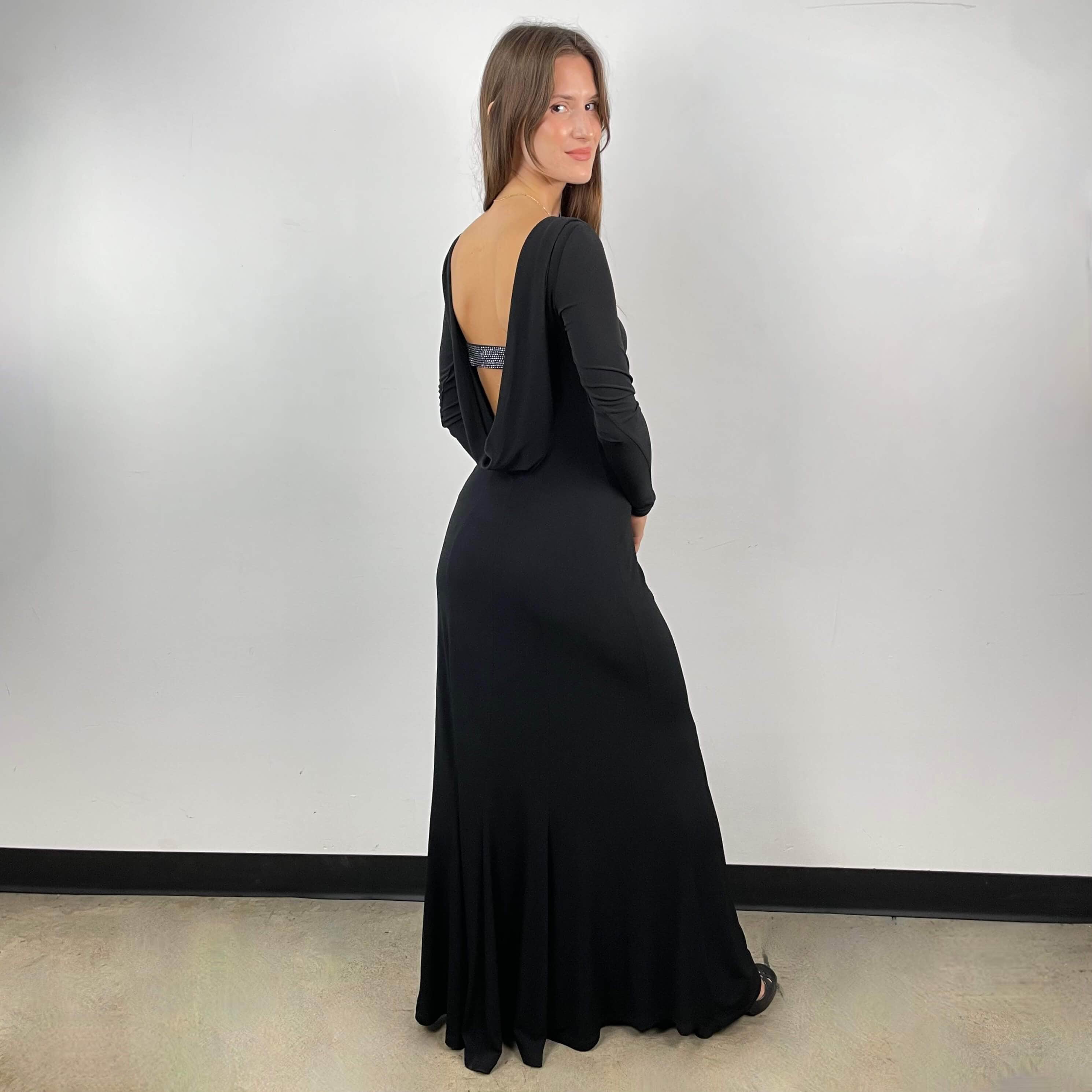 Open Back Floor Length Black Dress Small/Medium