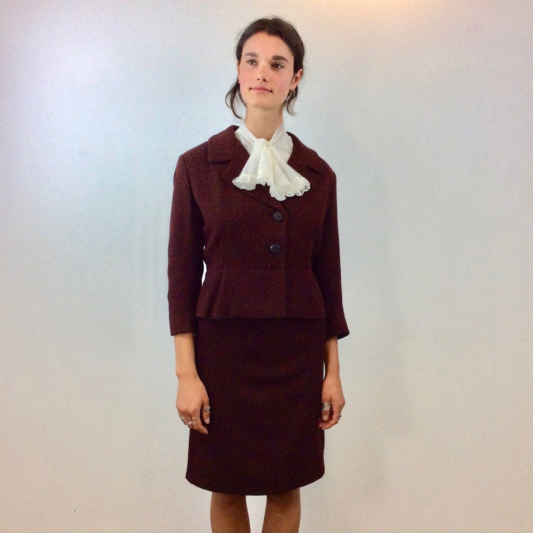 1950s Wool Blazer and Skirt Set Size Small-Medium sold by bohemevintage.com Montreal