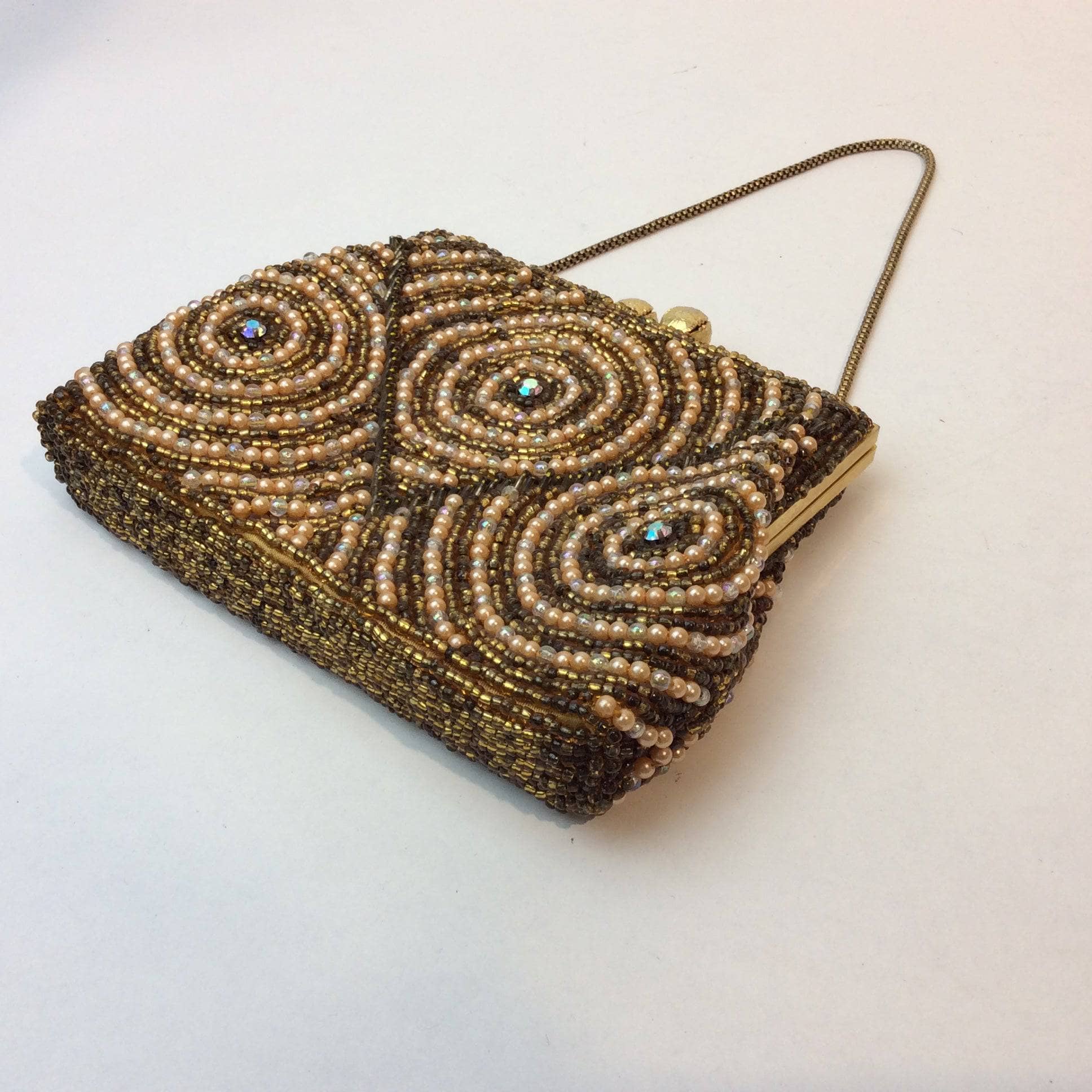 1960's Gold Beaded Evening Bag sold by bohemevintage.com Montréal