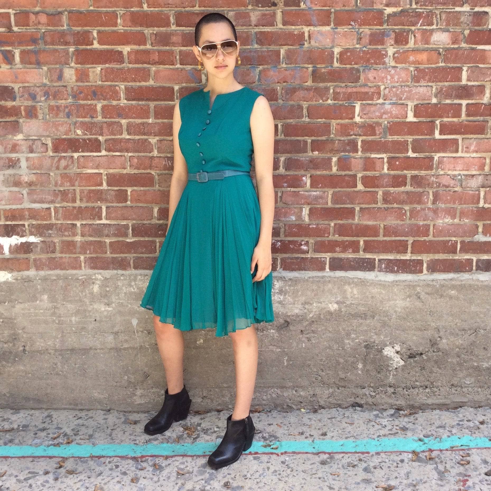 1960s Teal Chiffon Cocktail Dress Size Small-Medium sold by bohemevntage.com Montréal