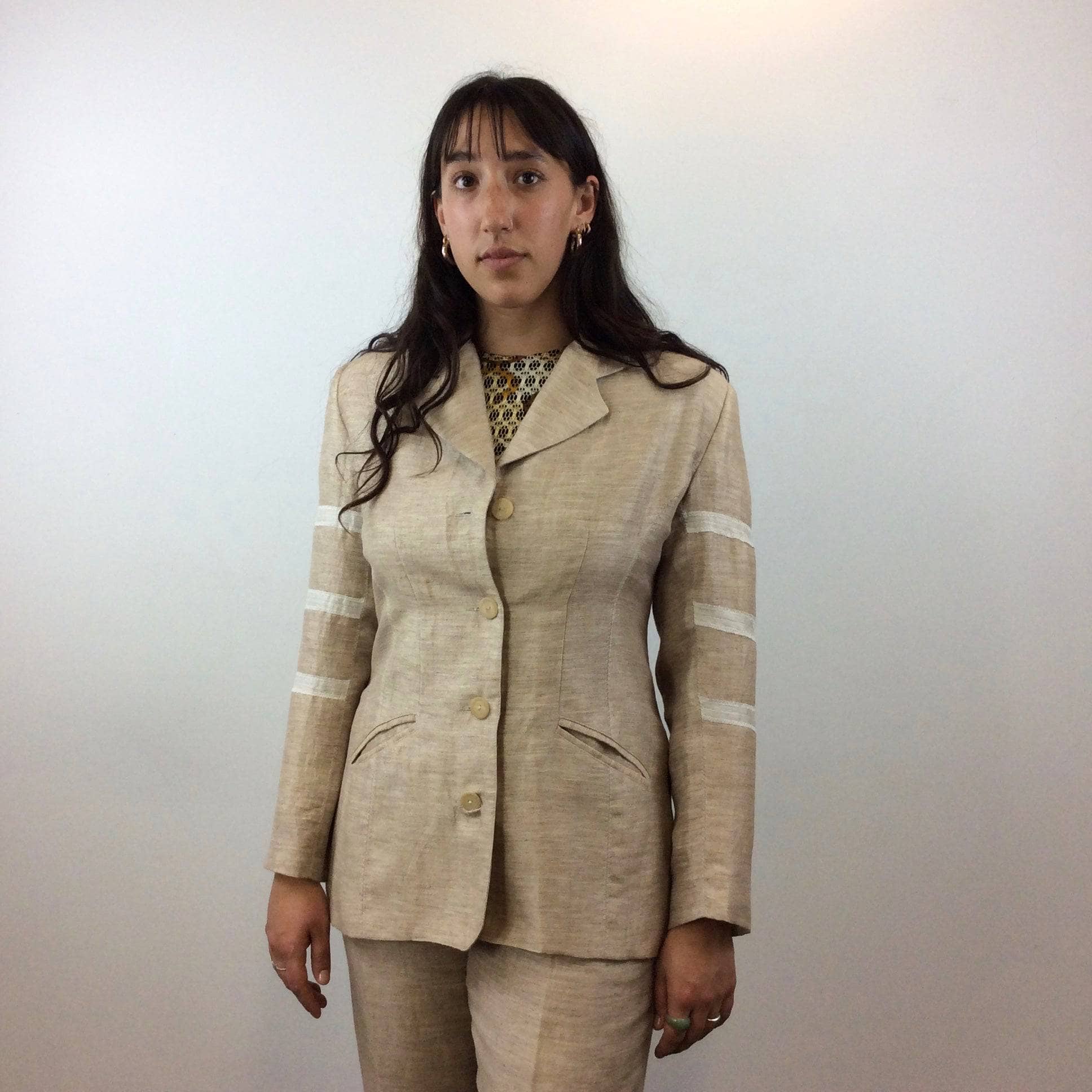 1980s Jean Airoldi Linen Blazer and Pants Set Size Medium Sold by bohemevintage.com Montreal