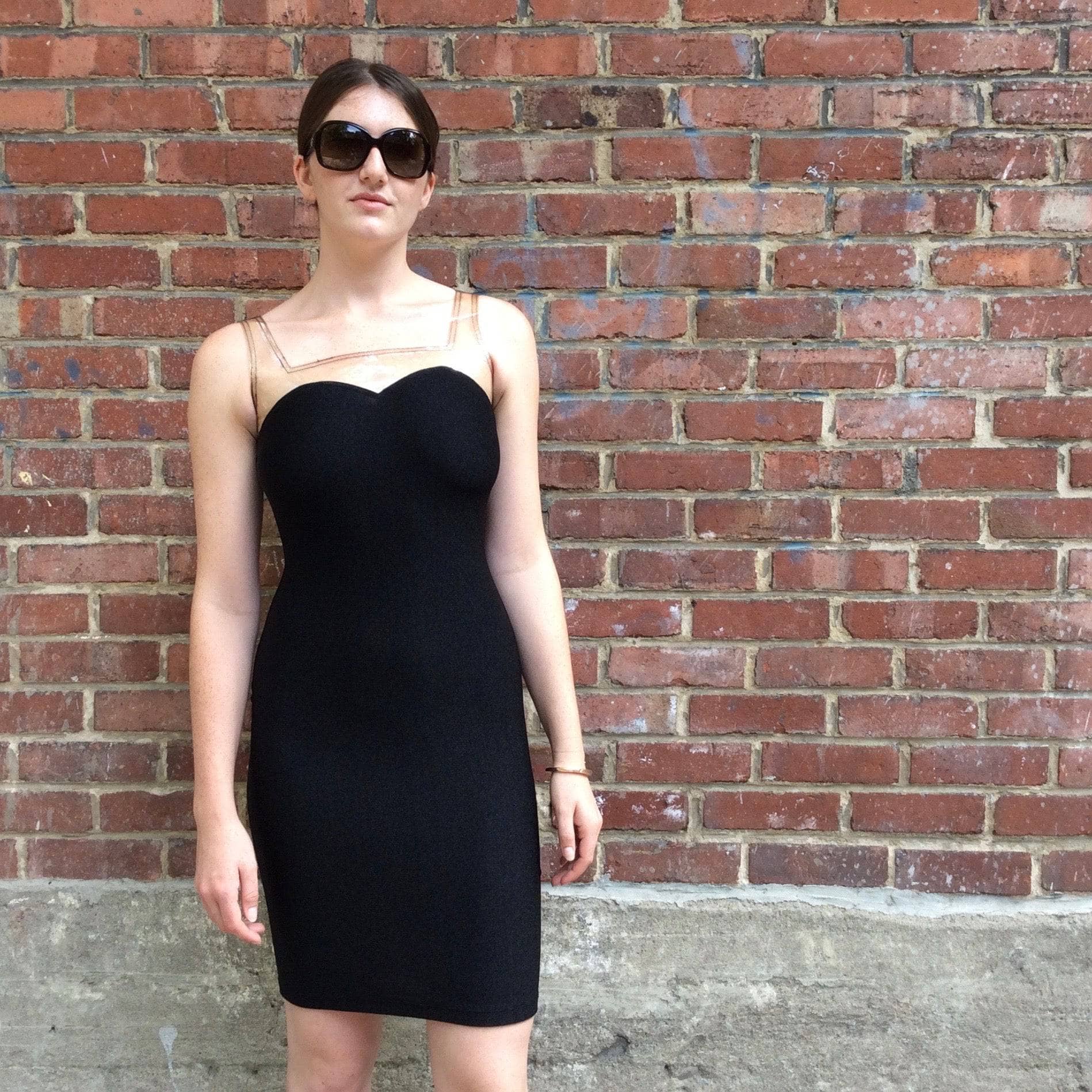 1990s Designer Black Faux Bustier Bodycon Mini Dress | Gianni Versace size Small