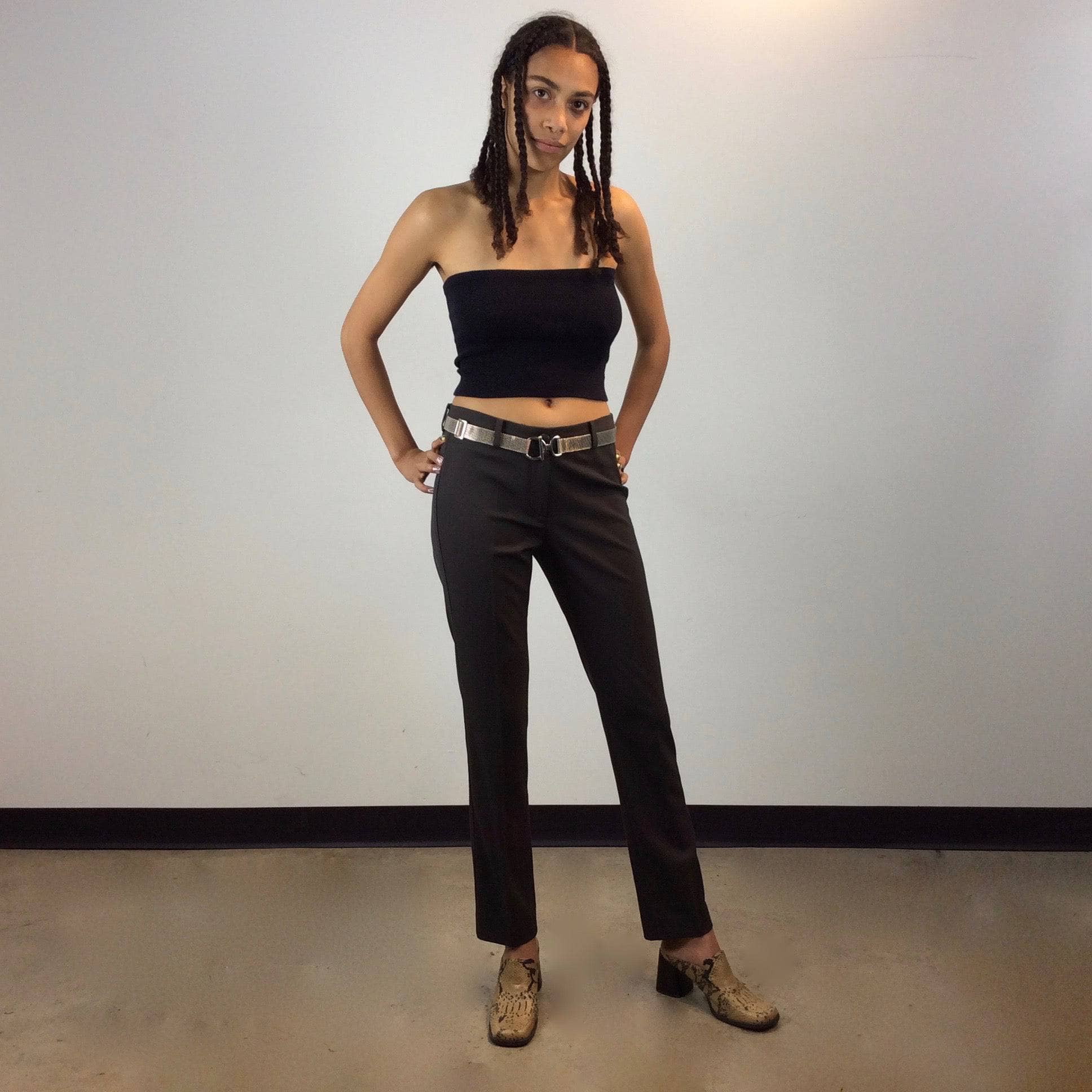 Max Mara Pantalon cigarette en laine marron S/M