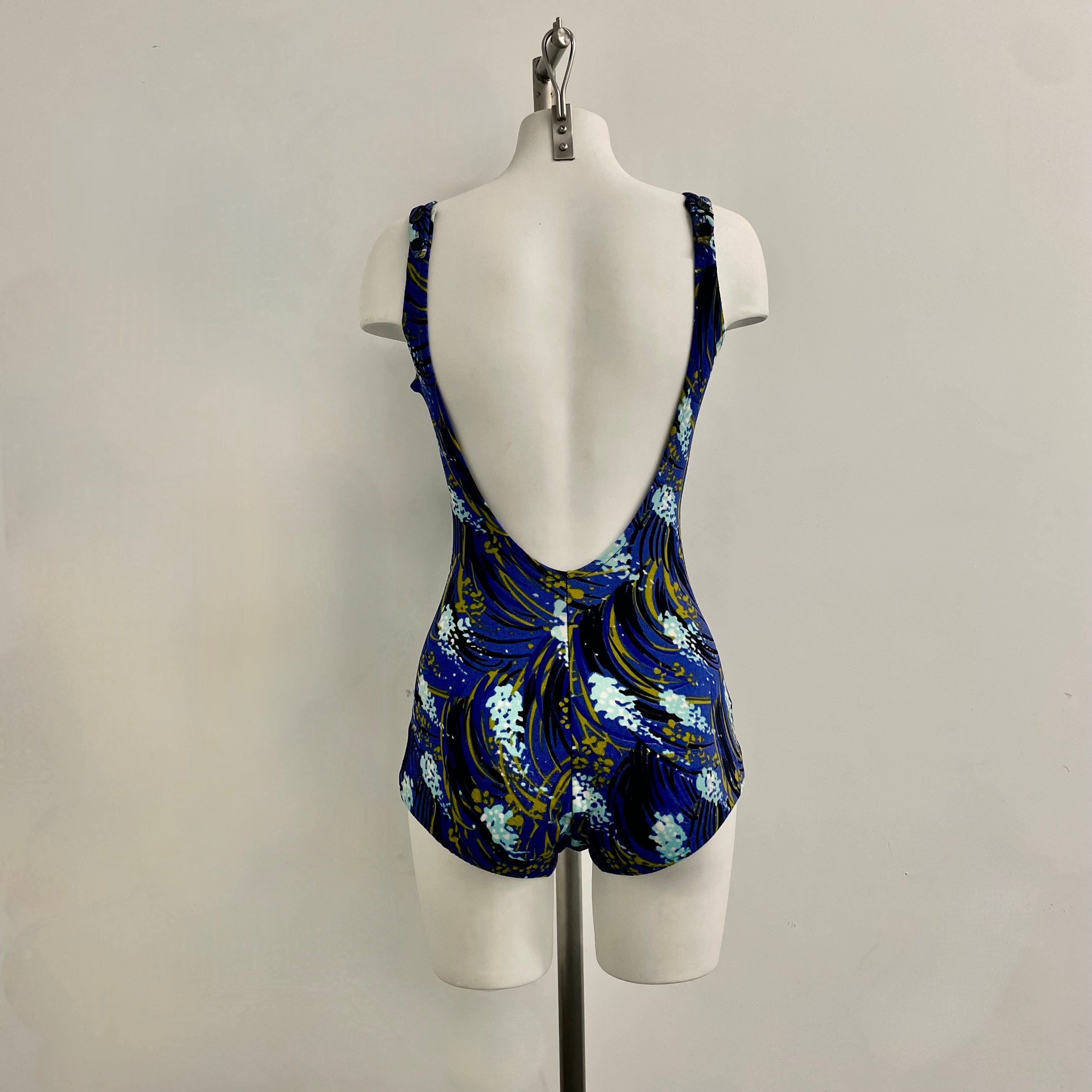 Boheme Vintage – Vintage 1950s–1960s Cole of California One-Piece Swimsuit with Skirted Front Panel and Plunging Neckline