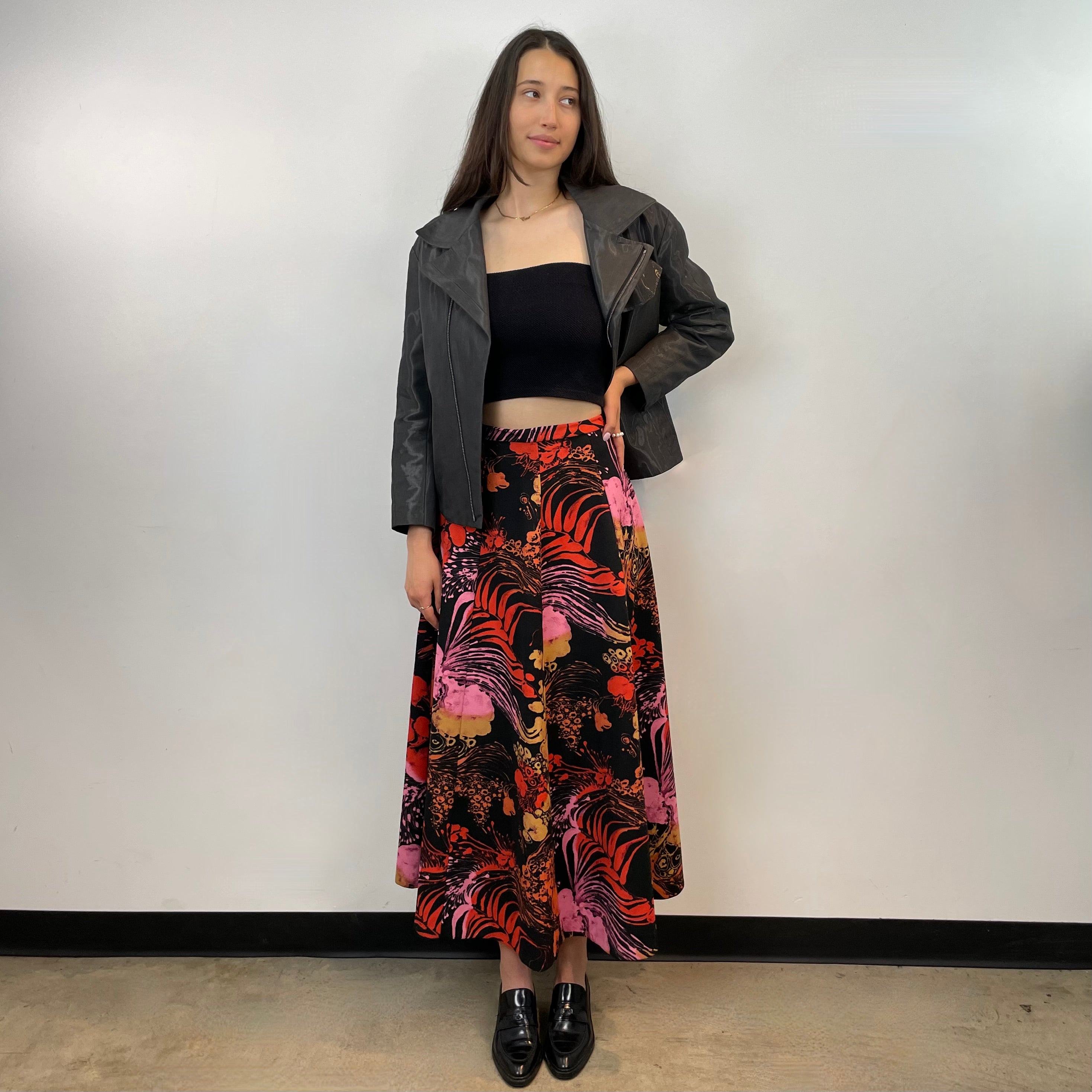 Boheme Vintage – Vintage 1970s Handmade Floral A-Line Skirt with Eight-Panel Construction