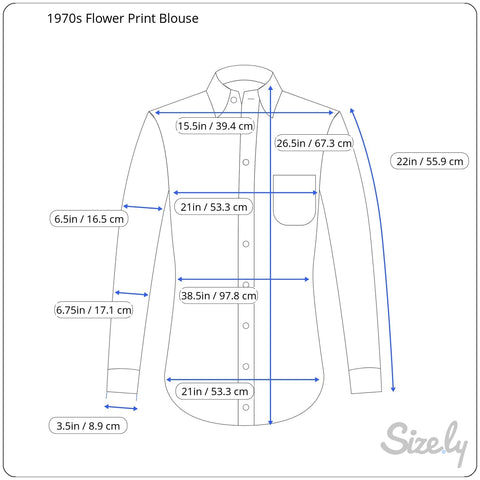 Chemisier boutonné à imprimé floral gris des années 1970 ML