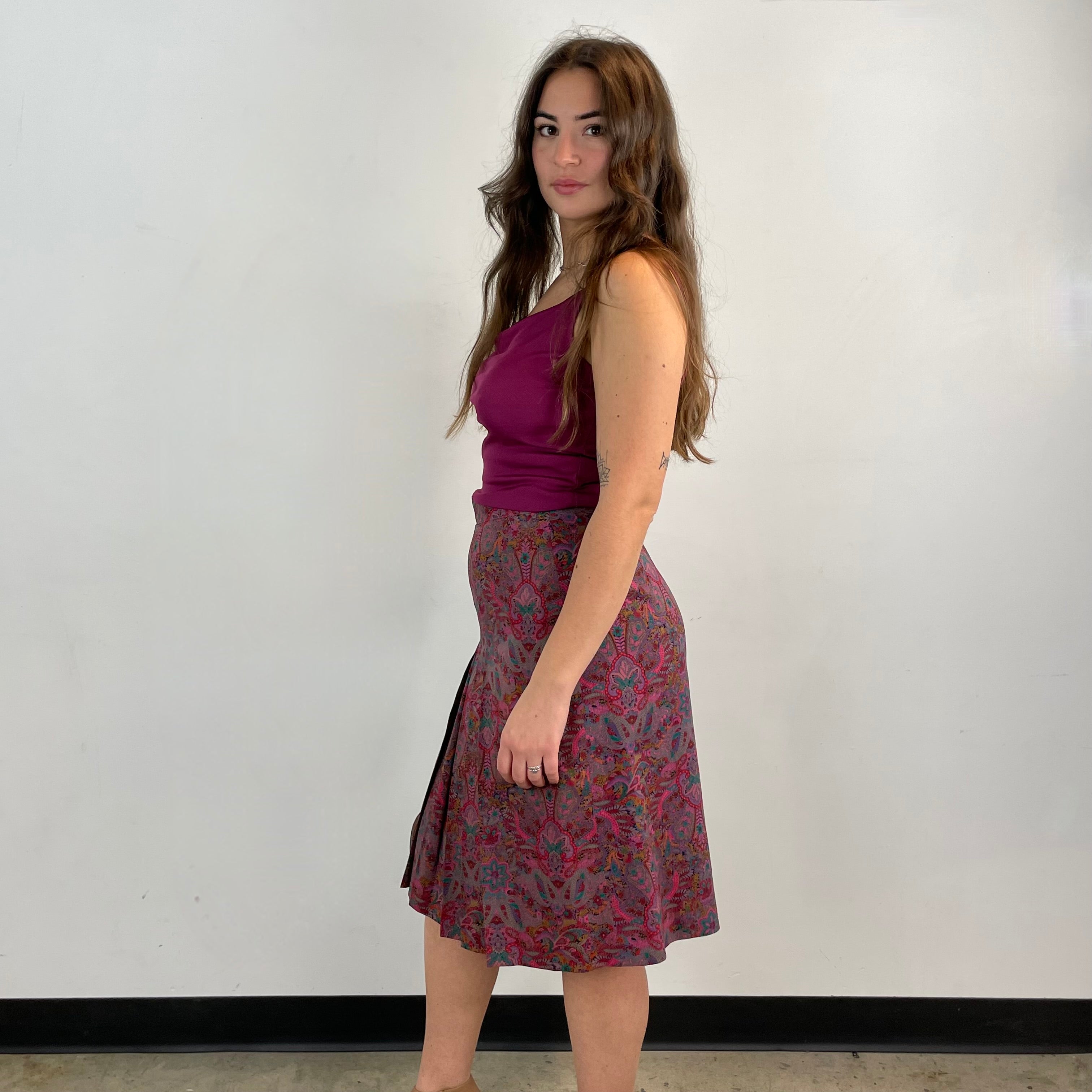 Boheme Vintage – Vintage Ports International Printed 100% Wool Pleated Skirt Made in Hong Kong
