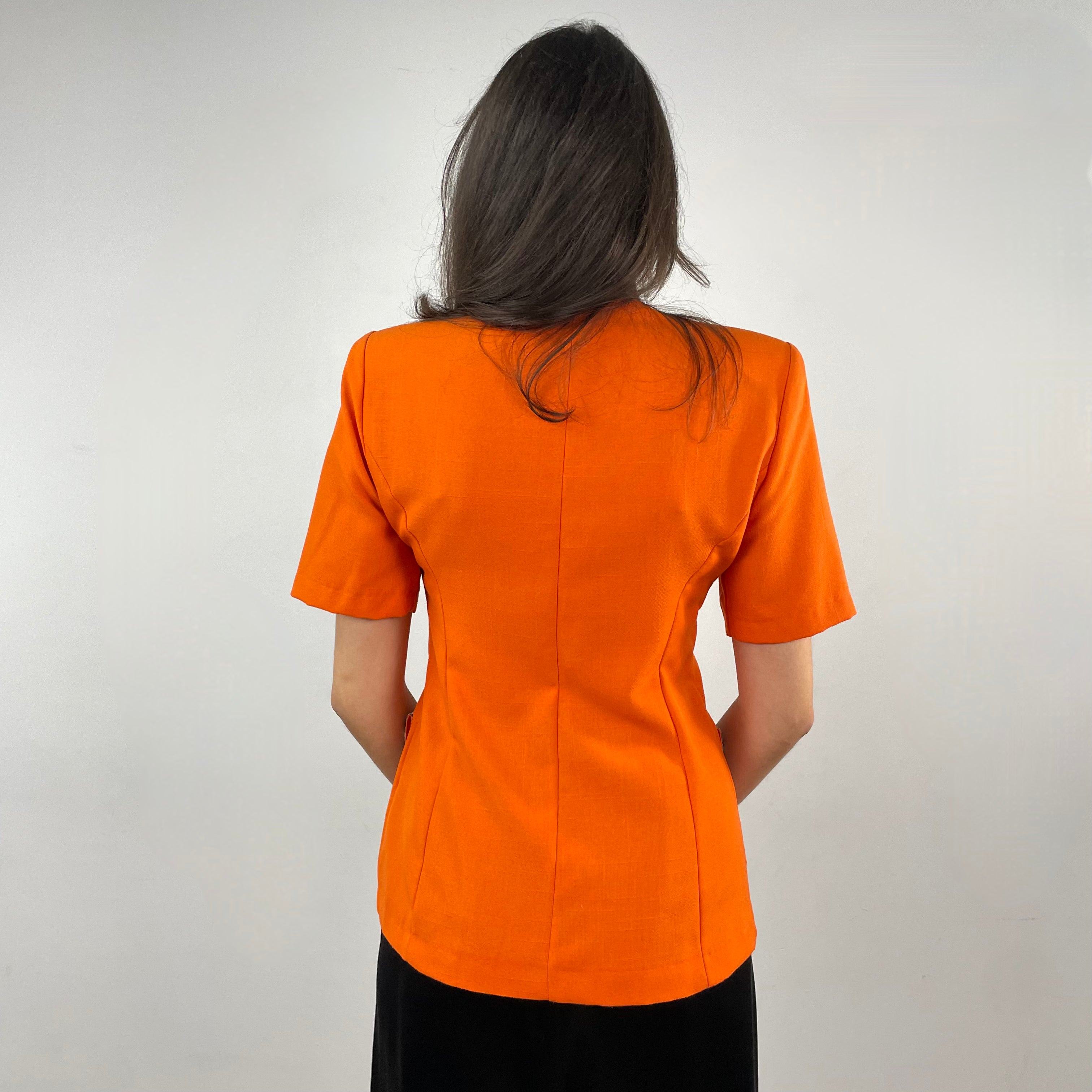 Boheme Vintage – Vintage 1980s Prima Donna Sportswear Orange Blazer Made in Canada with Flower-Shaped Buttons
