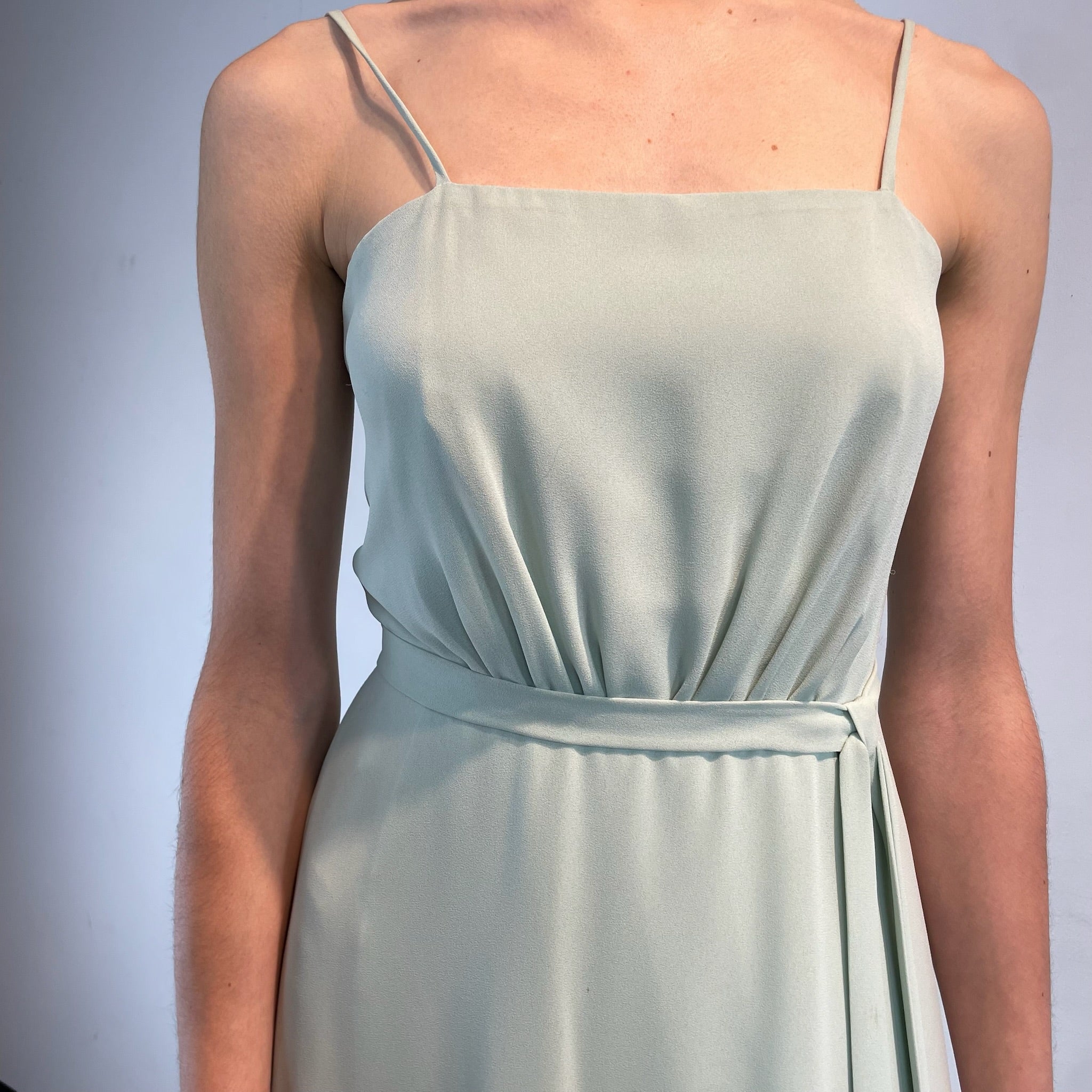 PROM (PHOTO à faire) Robe Maxi sans manches menthe des années 1970 Petite