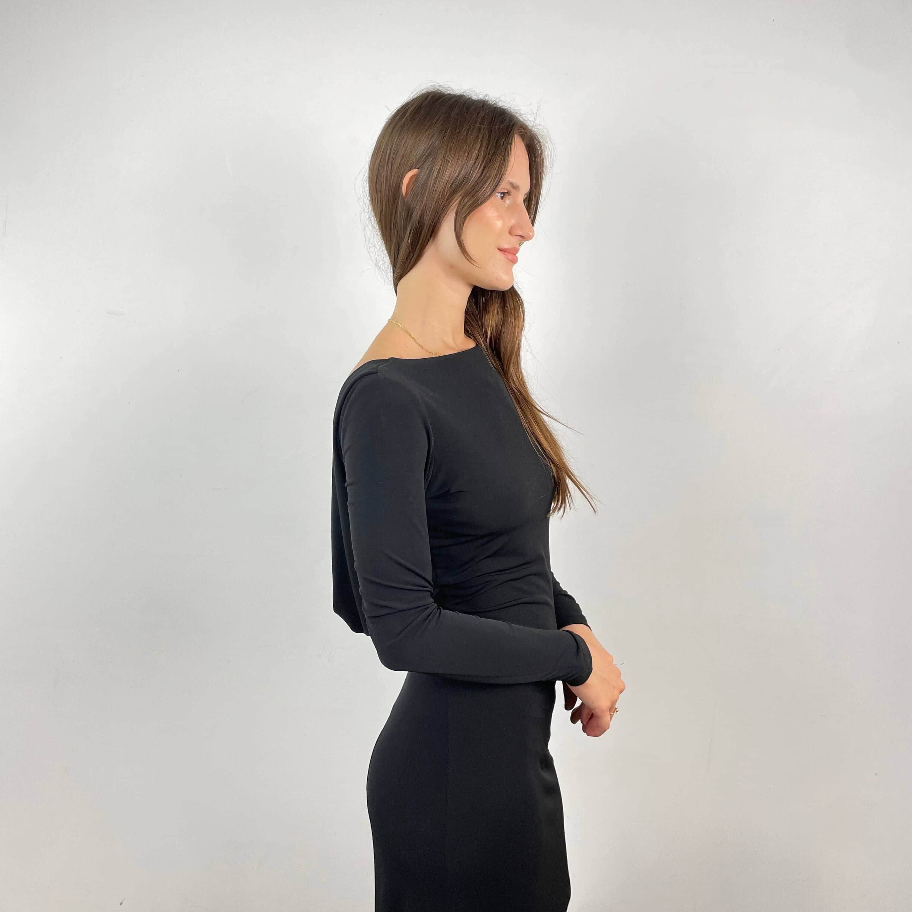 Open Back Floor Length Black Dress Small/Medium