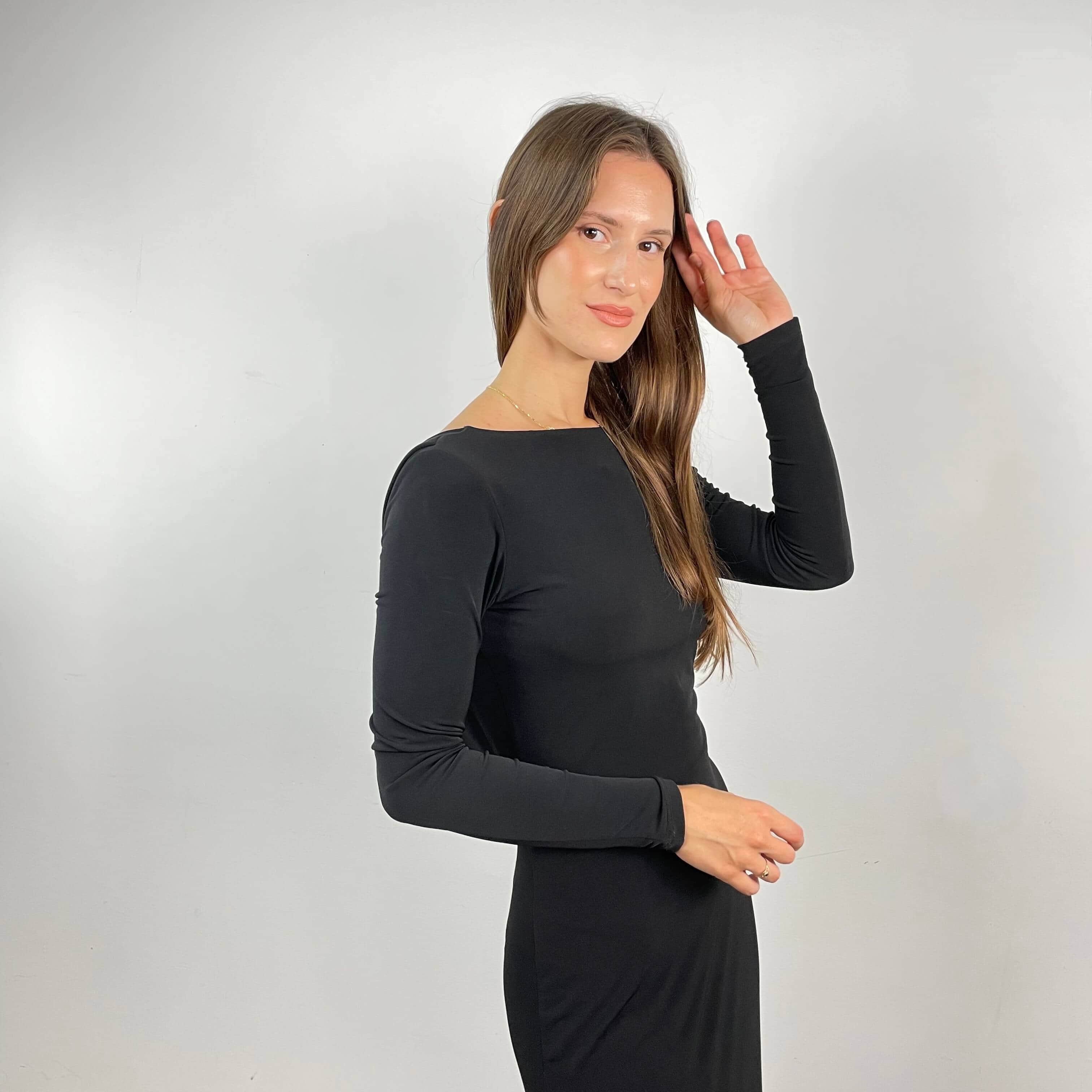 Open Back Floor Length Black Dress Small/Medium