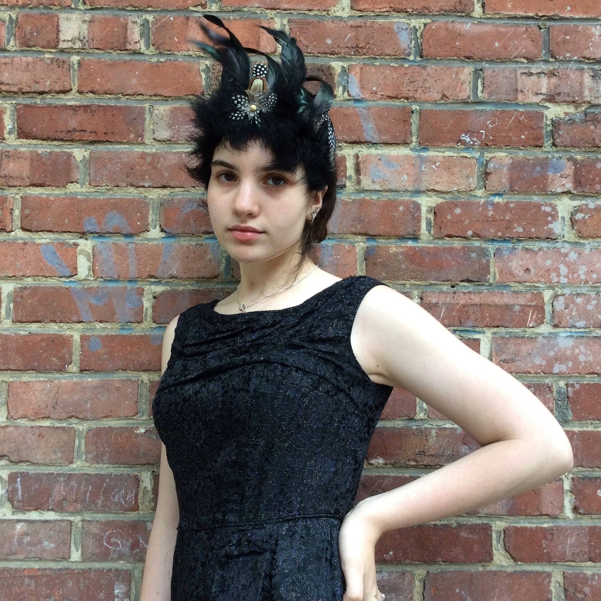 1950s Sleeveless Knee-length Black Brocade Dess Size Small sold by bohemevintage.com Montreal 