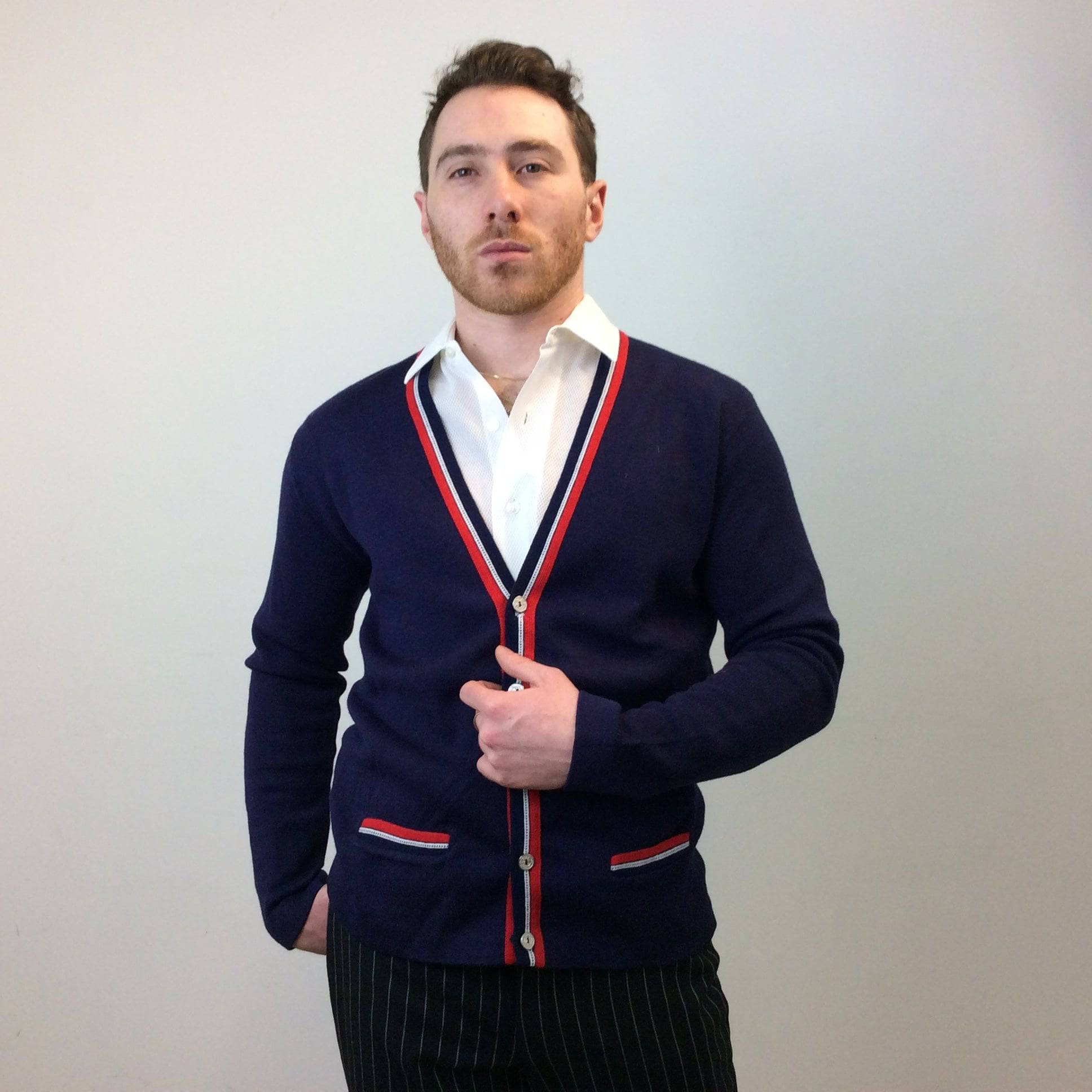 1960s-70s Men's Air France Cardigan Size Small, sold by bohemevintage.com Montréal