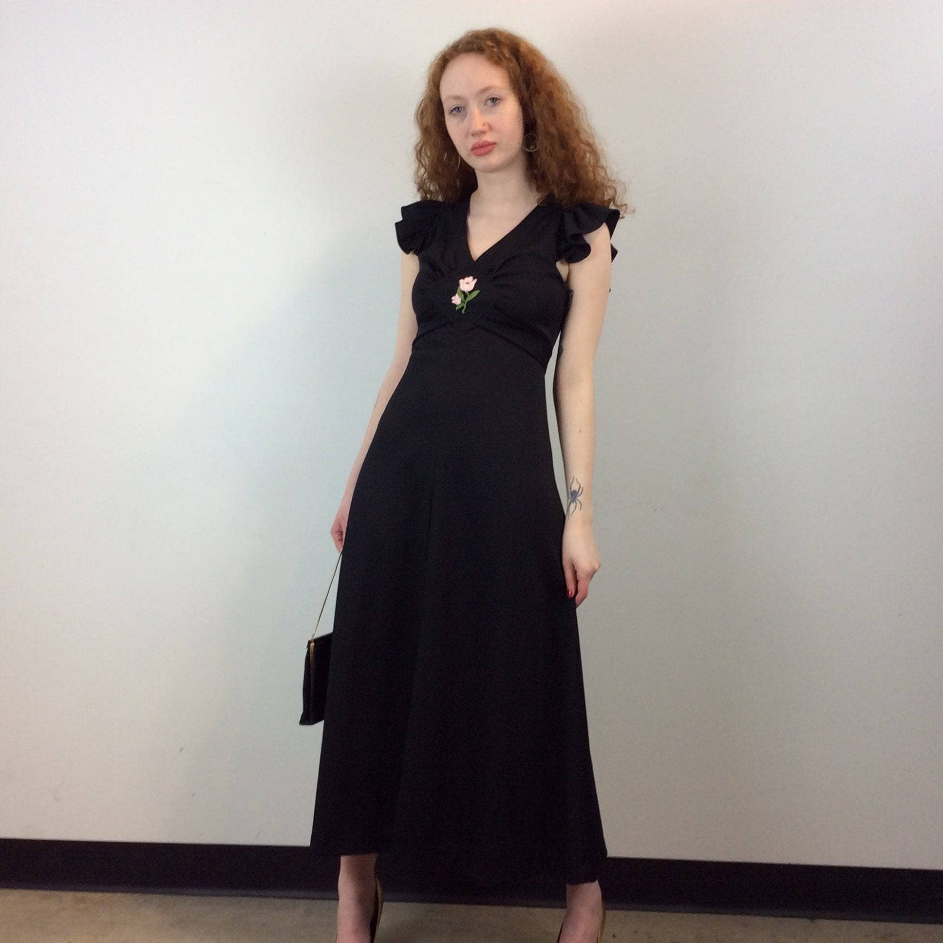1970s Joseph Ribkoff Black Polyester Maxi Dress Size Small sold by bohemevintage.com