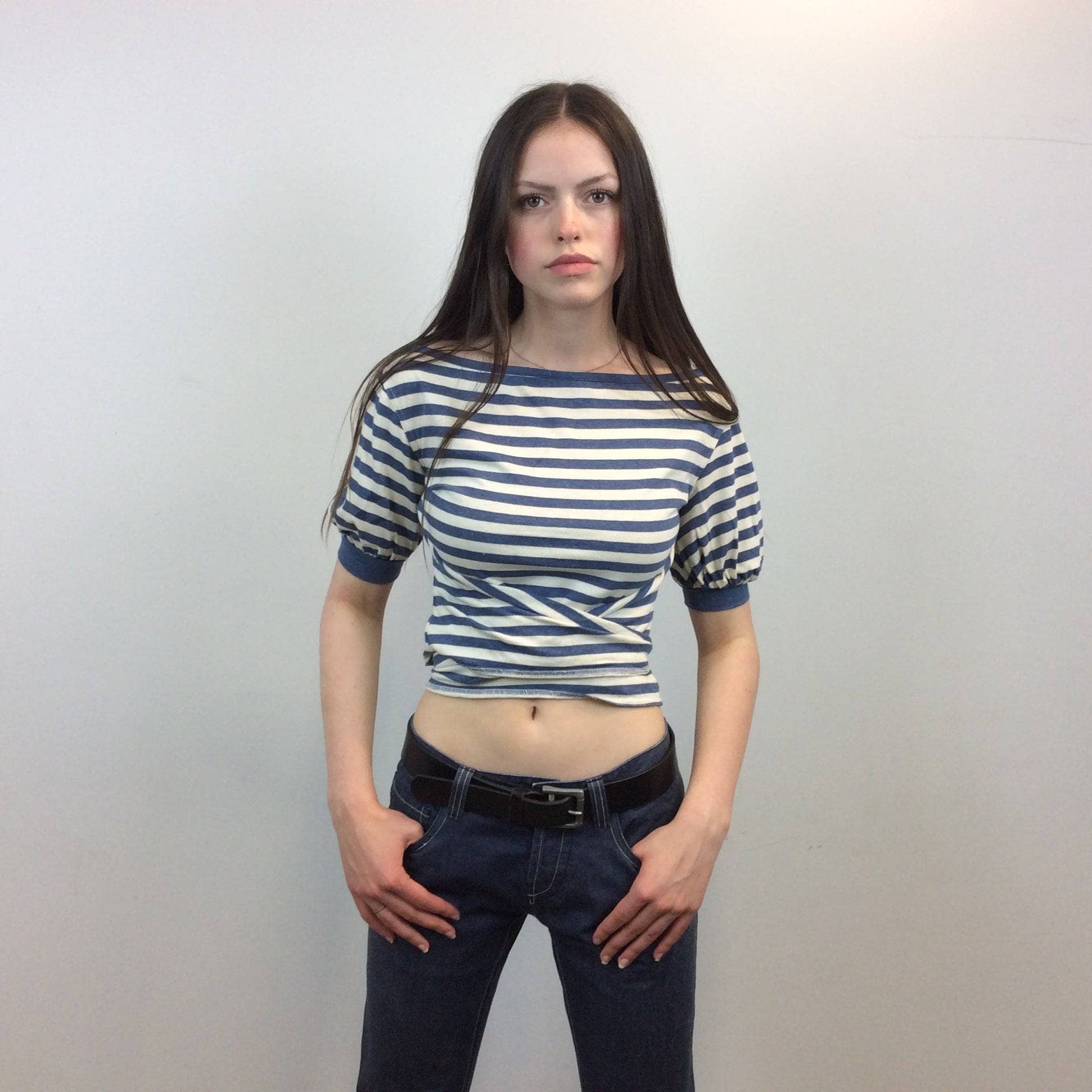1980s Byblos Cropped Short Sleeve Striped T-Shirt, sold by bohemevintage.com Montréal