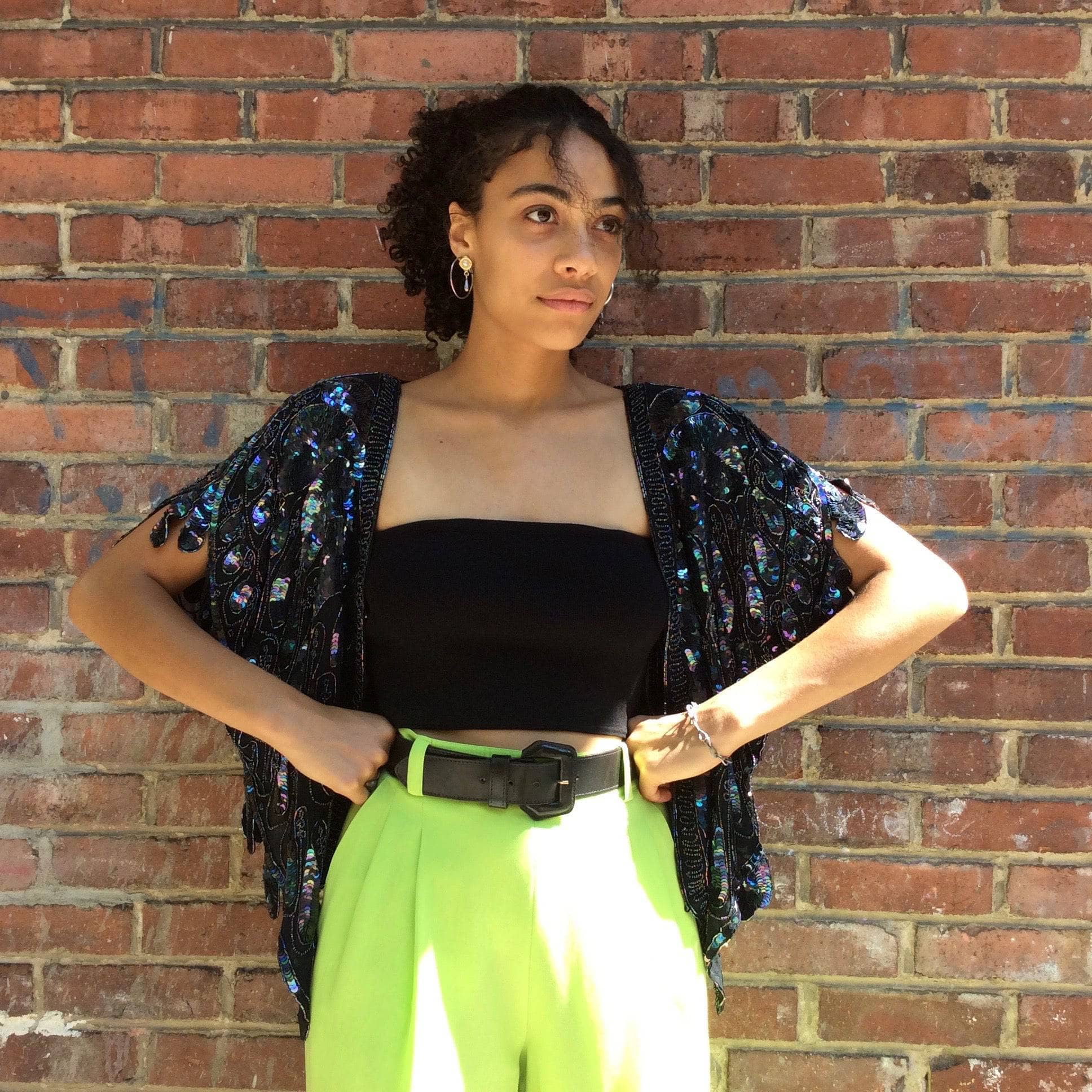 1980s-1990s Bombay inc. Beaded and sequin Butterfly shape evening top, for sale at bohemevintage.com Montréal