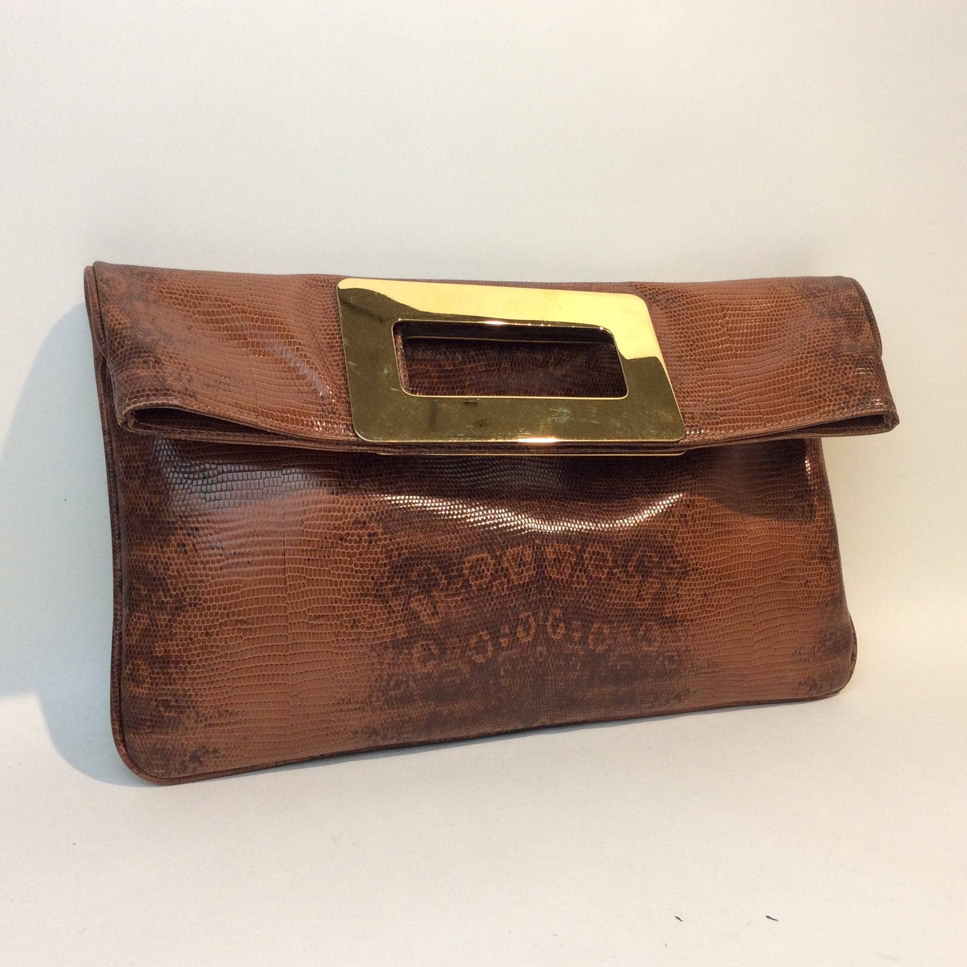 1980s Faux Python Skin Medium Sized Handbag Clutch Combo. Sold by bohemevintage.com