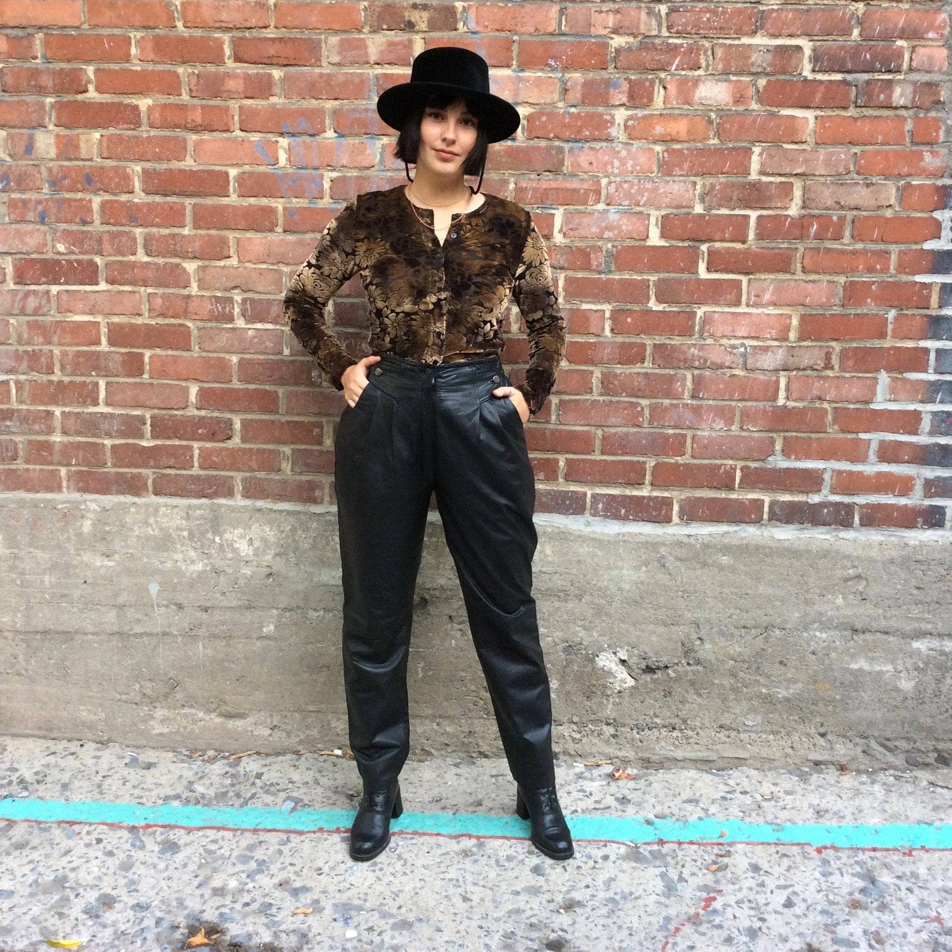 1980s High Waisted Black Genuine Leather Pants, sold by bohemevintage.com Montreal