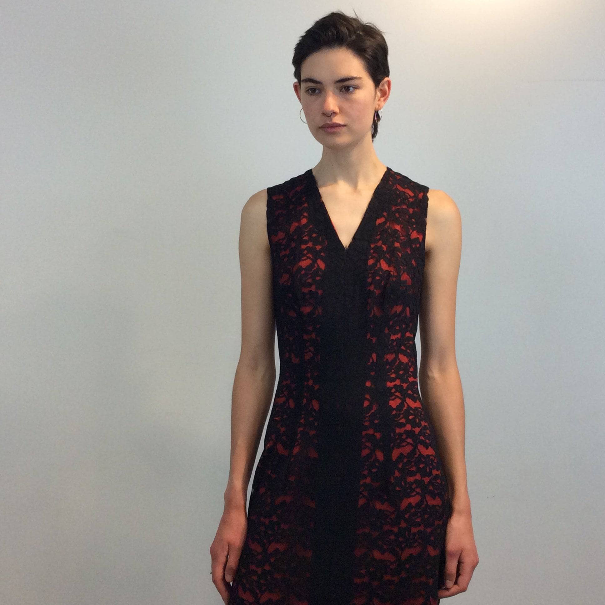 1990s Sleeveless Front Slit Maxi Length Black Lace Sheath Dress, Size Small sold by Boheme Vintage Montreal