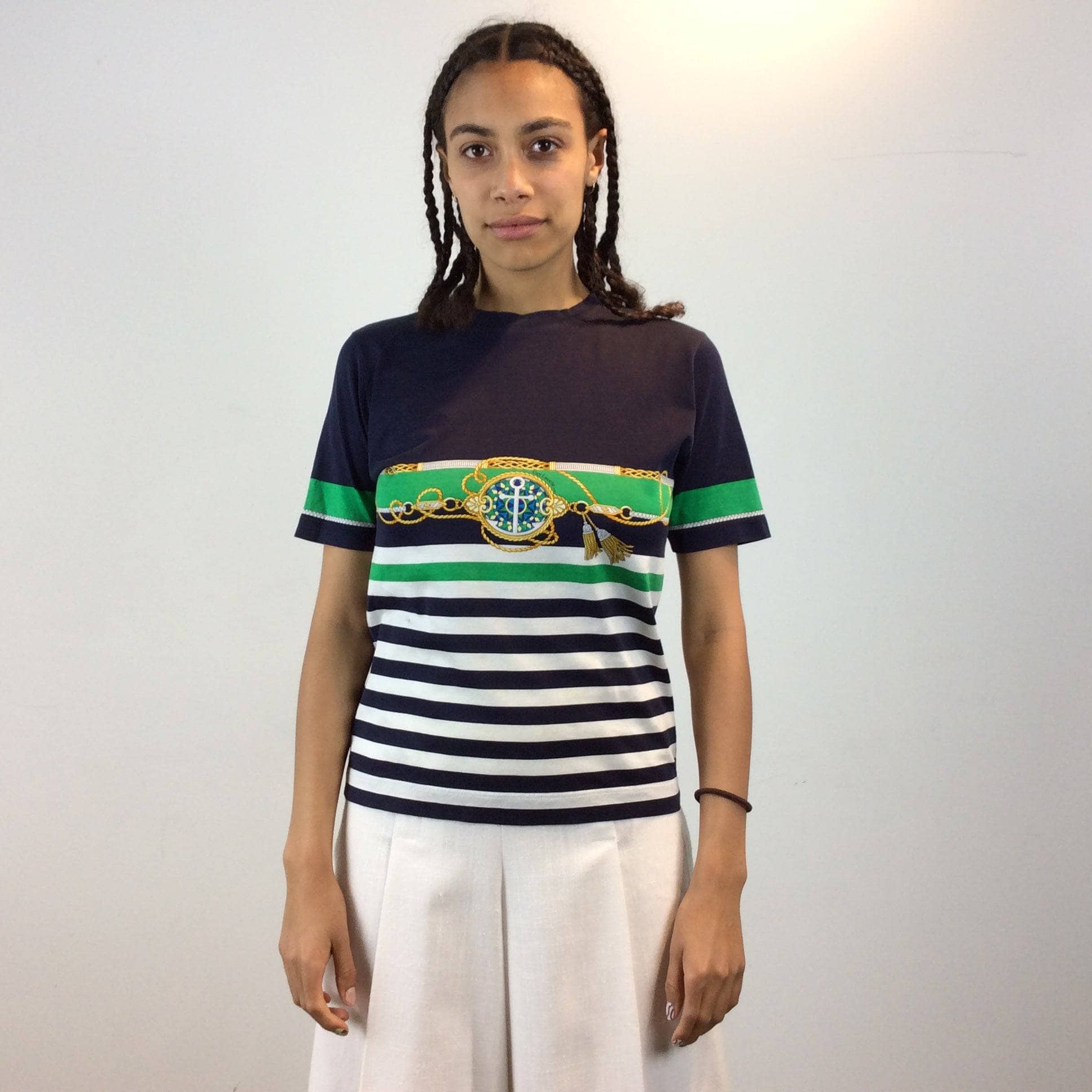 Guy Laroche Nautical Design Colour Block Striped T-shirt size Small/Medium, sold by bohemevintage.com Montréal