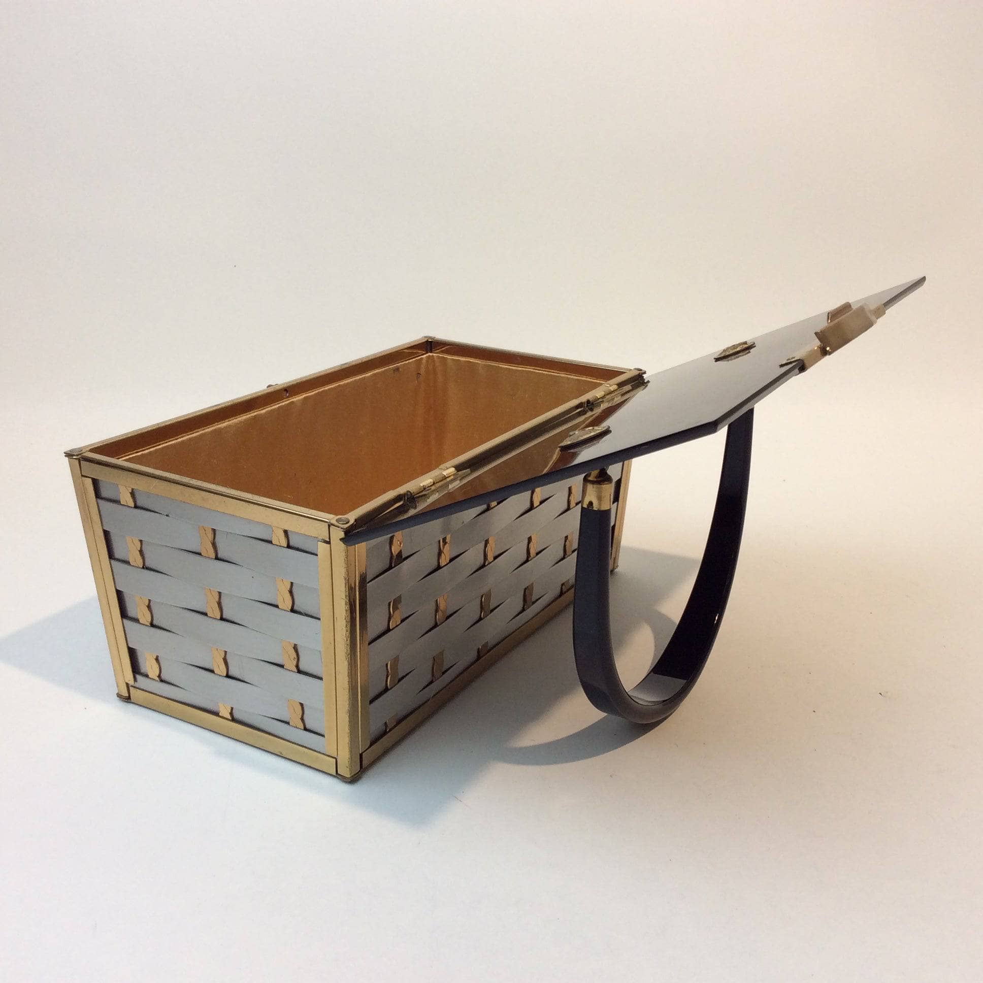 Silver, black and gold lucite and metal handbag